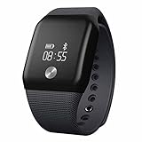 Naxxlabs Blood Oxygen Fitness tracker, SPO2H Wristband Heart Rate Monitor Management Pedometer with OLED Touch Screen for Android iOS Smart Phone (Black)