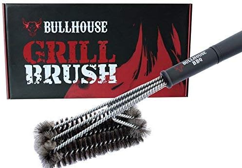 Grill brush 3 in 1, 100 % stainless steel, 45 cm professional grill brush for all grills & surfaces