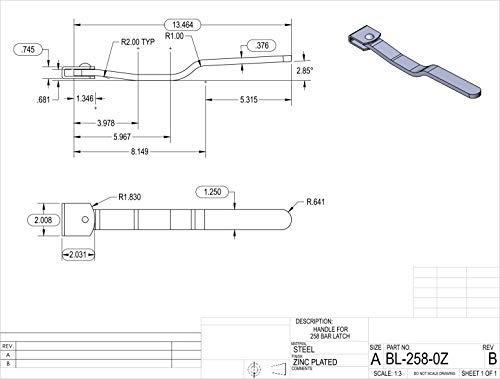 Welded Cam Bar Lock Latch Rear Side Door Trailer Security Handle Padlockable Zinc PLated