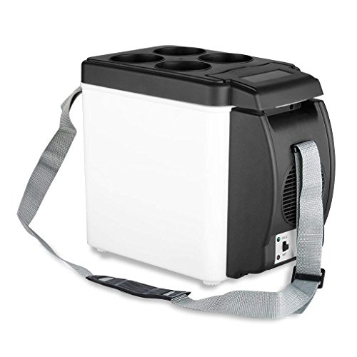 Click Here to See More Images Mini Fridge Portable Compact Personal Fridge 6 Liter Portable Car Fridge Thermo Electric System AC & DC Cooler for Car Home Office Or BBQ