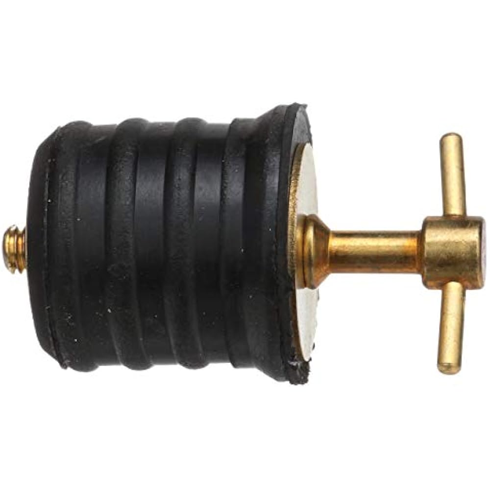 18861 TwistTurn 1.25Inch Marine Boat Brass Drain Plug With Neoprene
