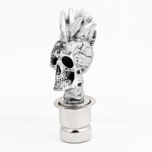 uxcell Silver Ceramic Skull Head Design Auto Car Cigarette Lighter Ignition Plug Sockrt DC12V Decor