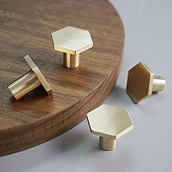 Solid Brass Hexagon Kitchen Cabinet Knobs and Pulls