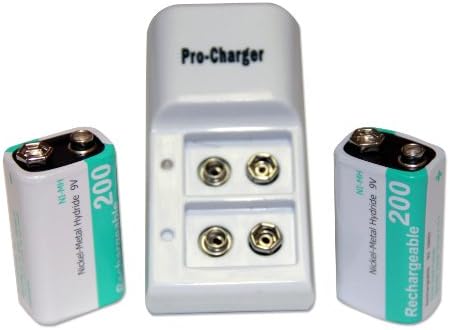 9 Volt Slim Battery Recharger with 2 Batteries Included