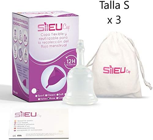 Sileu Valve Model Menstrual Cup, Empty Without Removing, Surgical Medical Grade Silicone Talla S Comprar 3 copas