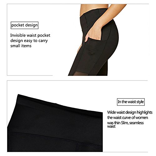 Girls Tight Pants Yoga Women Workout Clothing Activewear Net Yarn Splicing by Fenta