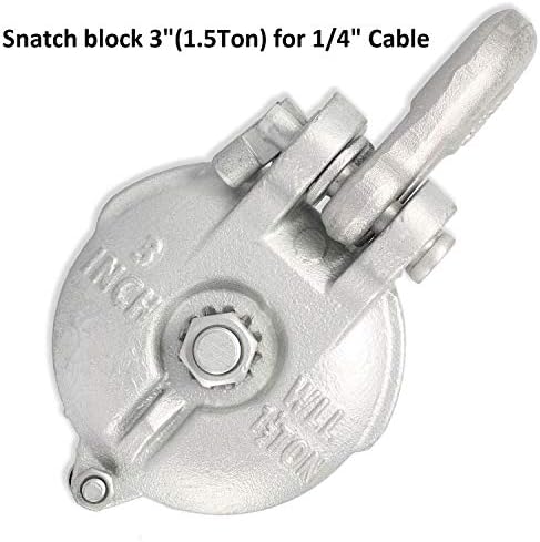 Snatch Block,Yarding Block Wire Rope Cable Pulley for 1.5 Tons-3" for 1/4" Cable