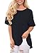 Annflat Women's Cut Out Back Round Neck Casual Shirts Pocket Tee Medium Black