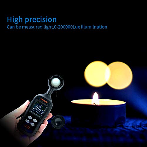 BDMETER Digital Light Meter, Multifunctional Handheld Illuminance Meter Temperature Measurer with Range up to 200,000 Lux Luxmeter LCD Screen
