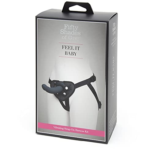 Fifty Shades of Grey Feel it Baby Vibrating Strap On Dildo Harness Kit - 6.5 Inch Silicone Strap On for Pegging - Includes Bullet Vibrator & 3 O-Rings - Adjustable Harness - Waterproof - Black