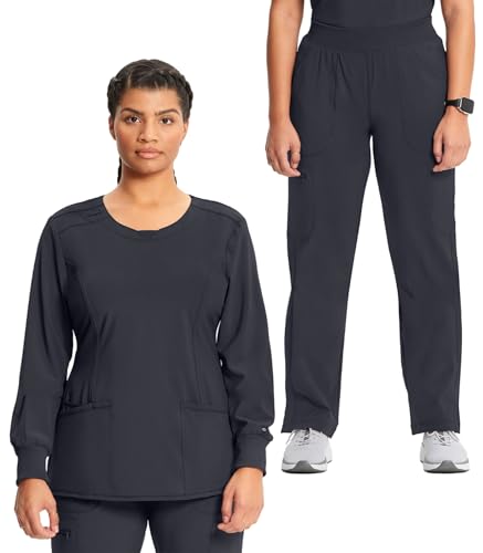Infinity Scrub Set for Women Round Neck Long Scrub Top & Jogger Pant at Amazon