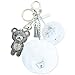 Fluffy Pom Keychain. Give a Gift of Friendship! Furball Keychain with Rhinestone Teddy Bear. For Purses and Bags.
