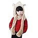 Kids Toddler Cartoon Fleece Hat Gloves Scarf 3 in 1 Set Girls Boys Winter Cute Warm Long Hoodie Earflap Hat Beige