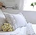 2-Pack White Pillow Shams Shabby Chic Pillowcases with Lace Ruffles Vintage Pillow Covers Cotton Queen Size 20