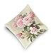 ZOEO Square Decorative Throw Pillow Case Cushion Cover,Vintage Shabby Chic Pink Rose Floral,Soft Pillowcase 16x16 inch