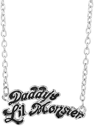 Name Necklace Jewelry Suicide squads jewellery Harley Quinn Necklaces Daddy's Lil Monster Clown Pendant Necklace logo cosplay (Metal)