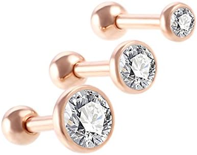 JUIOKK 3pcs Ear Nail Bone Zircon Earring Piercing helix ear stud tragus Ear Piercing Cartilage Ring For Men Women