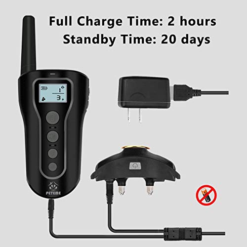 Peteme Dog Training Shock Collar Rechargeable with Beep/Vibra/Electric