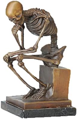 Top Bronze Classic Figure Metal Statue Sitting Skeleton Thinker Sculpture TPE-073