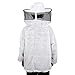 Holulo Beekeeping Jacket with Round Veil,Extra Ventilated Smock for Professionals Beekeeper,Three-Layer Network,White (XXL)