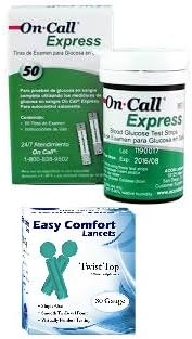 On Call Express Blood Glucose Test Strips with 30G Lancets
