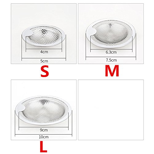 Stainless Steel Filter Screen, TiTCool Kitchen Water Sink Strainer Cover Floor Drain Plug Bath Hair Catcher Drain Plug (Silver, S)