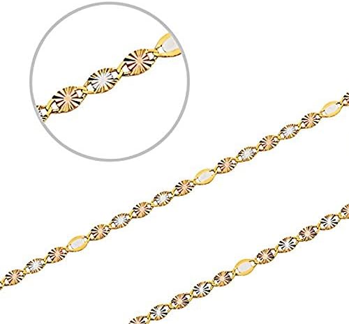Fancy Tri- Color 14K Valentino Chain, Rose Gold, Yellow Gold, and White Gold (16)