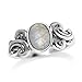 Silvershake 8X6mm Natural Oval Shape Moonstone 925 Sterling Silver Victorian Style Ring
