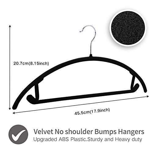 Premium Velvet Hangers - No Shoulder Bumps Suit Hangers with Chrome Hooks,Non Slip Space Saving Clothes Hangers,(Pack of 50) Heavyduty,Rounded Hangers for Sweaters,Coat,Jackets,Pants,Shirts,Dresses