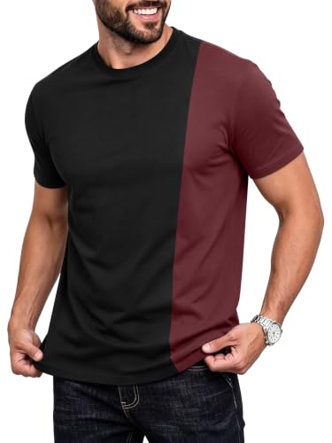 Hardaddy Men's Casual T Shirts Color Block Short Sleeve Fashion Tee Shirts at Amazon
