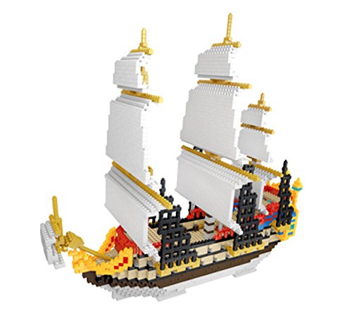 Mini Model Sailboat Pirate Ship Boat Diamond Building Blocks Micro Building Blocks Mini Bricks Present Gift Toy