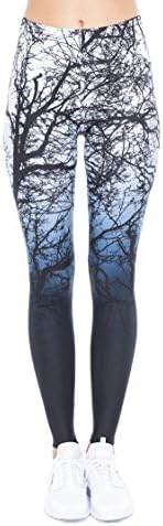 PINK PLOT Basic Printed Leggings Super Stretch Pants for Women Girls (One Size-Fit XS-L, L Tree)