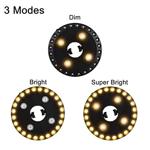 OYOCO Warm White Patio Umbrella Light 3 Brightness Modes Cordless 28 LED Lights at 200 lumens 4 x AA Battery Operated,Umbrella Pole Light for Patio Umbrellas,Camping Tents (Renewed)