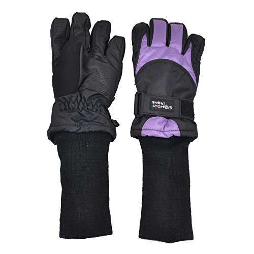 SnowStoppers Kid's Waterproof Ski & Snowboard Winter Gloves (Large Ages 10-14, Purple)