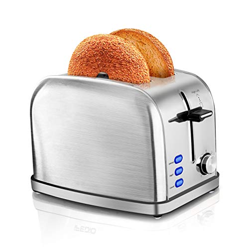 iFedio Toaster 2 Slice Toaster, Retro Stainless Steel Bread Toaster for