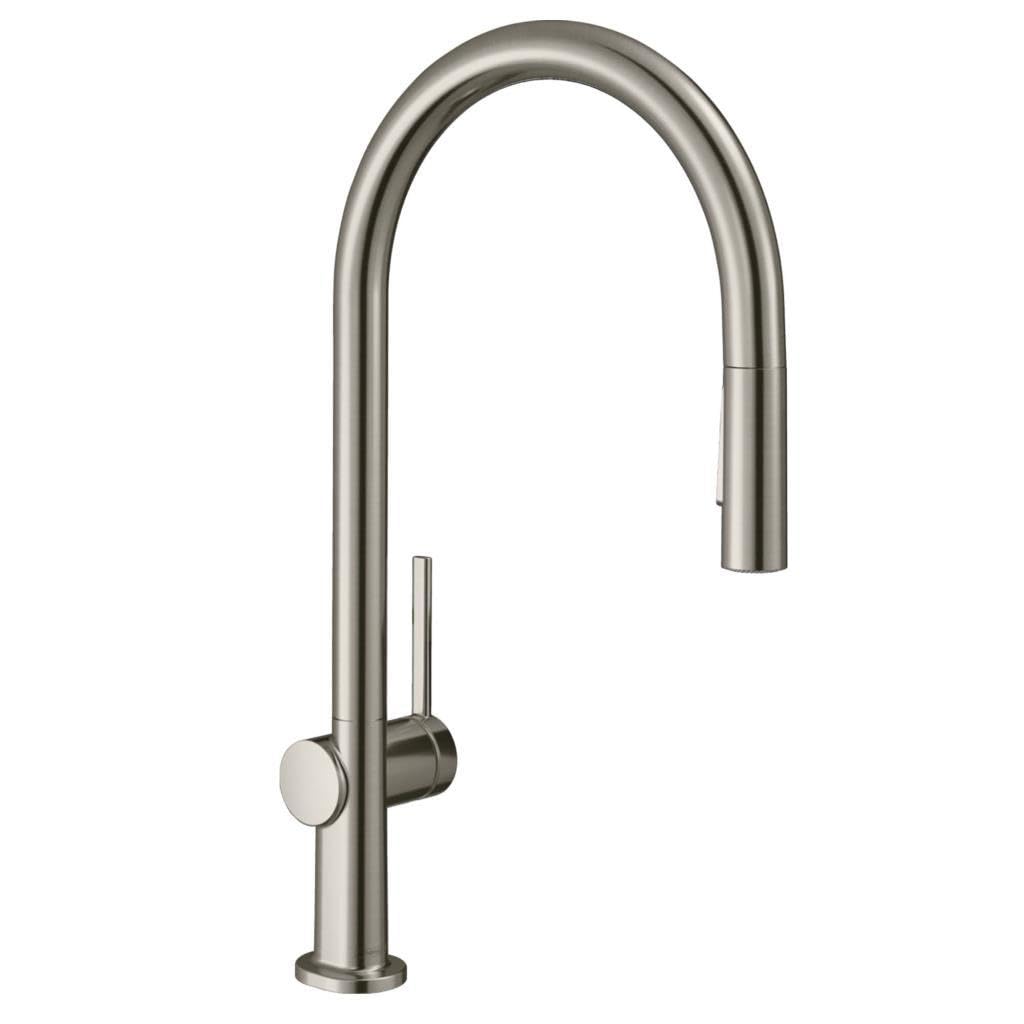 hansgrohe Talis M54 - Kitchen Tap with Extendible Shower Head, 2 Jet Types, Kitchen Tap with Spout Height 210 mm, Kitchen Mixer Tap 360° Swivel, Stainless Steel Finish, 72800800