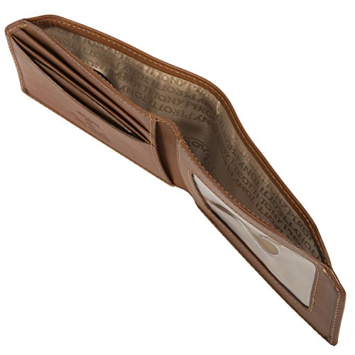 Tony Perotti Mens Italian Cow Leather Slim Front Pocket Bifold Edge Wallet in Honey