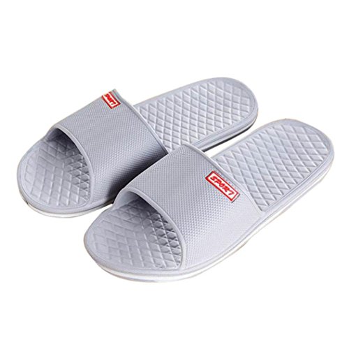 Gotd Boy Men Solid Flat Bath Slippers Flip Flop Wedge Sandals Slide Platform Thongs Open Toe Soft Indoor Outdoor Beach Shoes Bathroom Shower (US:9, Gray)