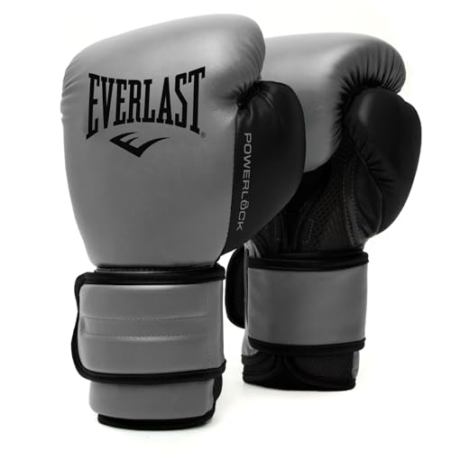 Everlast Powerlock 2R 16oz Boxing Gloves (Charcoal), Muay Thai, Men, Women