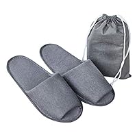 SHENGNONG 1 Pair Portable Travel Slippers with Drawstring Storage Bag Foldable Slippers