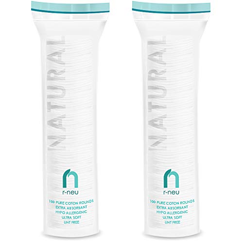 RNEU Cotton Rounds, Makeup Remover and Facial Cleansing Round Cotton Pads, Waffle Textured