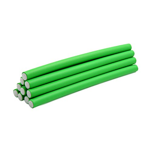 uxcell 10 Pcs Green 14mm Dia Home Beauty DIY Curler Makers Soft Foam Bendy Twist Curls Tool Hair Rollers
