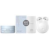 NuFACE MINI+ Microcurrent Facial Device Ultimate Uplift Kit - Brilliant White Face Sculpting & Contouring Device with Aqua Gel, Power Patches, Prep-N-Glow Skin Care Wipes & Luxe Gift Box