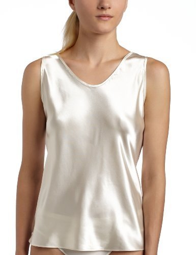 Cinema Etoile Women's Satin Tank Camisole,Ivory,3XL