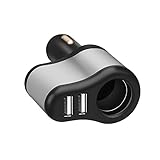 Smart Car Charger, Dual USB Ports 3.1A + 1 Socket Cigarette Lighter Splitter Car Power Adapter 80W for iPhone iPad Android Samsung GPS/DVR/DVD