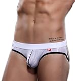 Demarkt Men's Underwear Breathable Briefs G-string Thong Large White