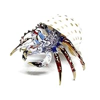 NaCraftTH Glass Figure Hermit Crab in Seashell Murano Glass Blow Artwork Handicraft Crystal Ocean Sea Animal Figurine Fish Tank Aquarium Decorations (Big)