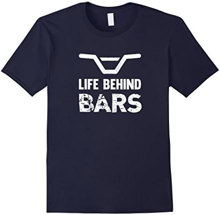 Mens Life Behind Bars Distressed BMX T-Shirt Large Navy