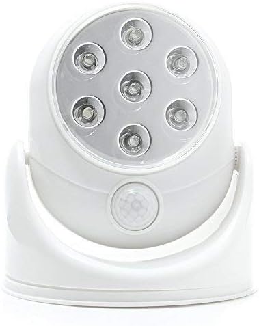 Trimming Shop Battery Powered Motion Sensor Light with White 7 LED Adjustable Head ABS Body Auto Night Detection for Indoor Outdoor Wall Shed Porch Stairs Garden Or Bathroom Lighting Use