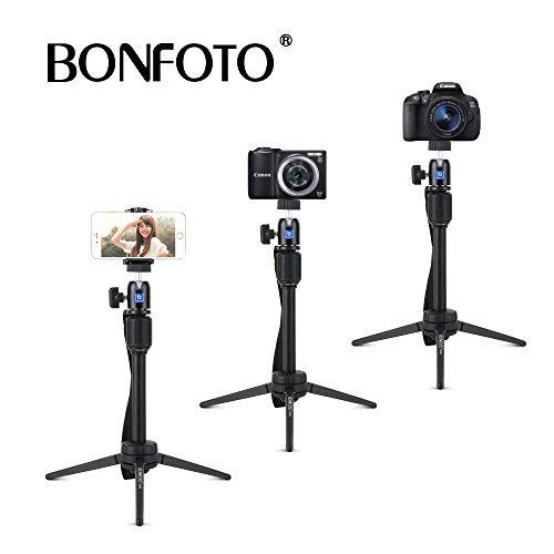 BONFOTO B72M Aluminum Swivel Ball Head Tabletop Tripod with Carrying Bag and Smartphone Holder for GoPro 1,2,3,3+,4,Smartphone,Interchangeable Lens Digital Camera and Most DSLR Cameras with 1/4\